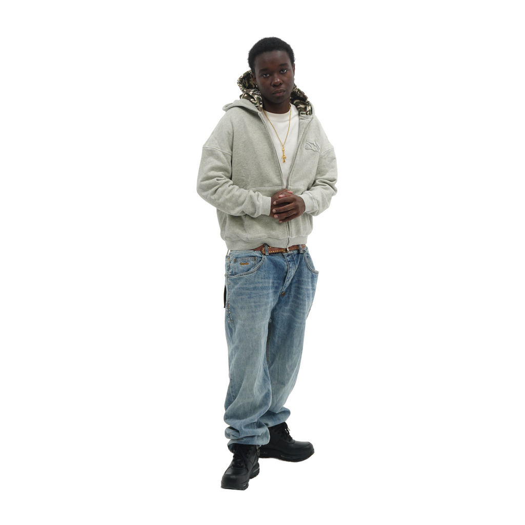 DBL HOOD ZIP UP [SS-CAMO/GREY]
