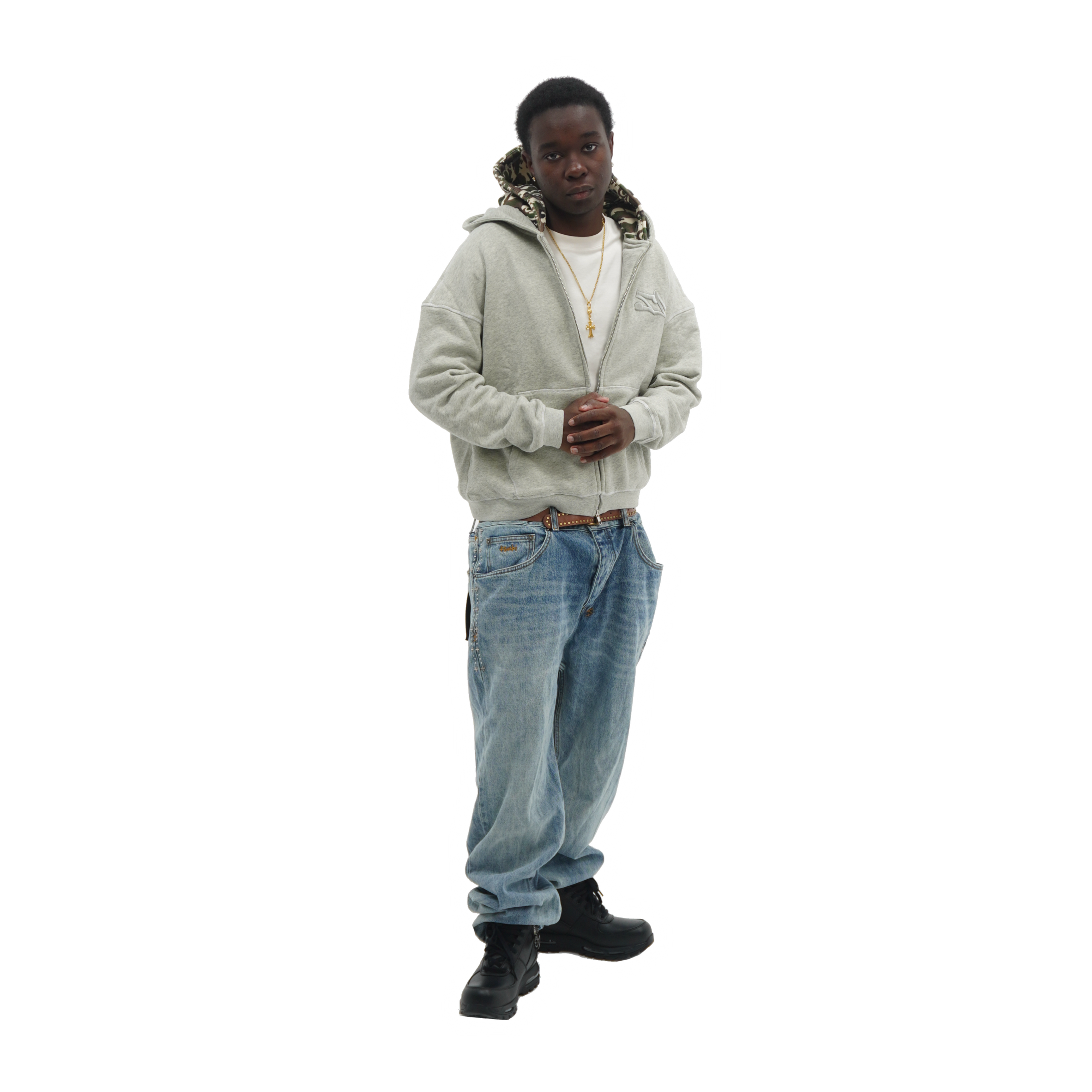DBL HOOD ZIP UP [SS-CAMO/GREY]